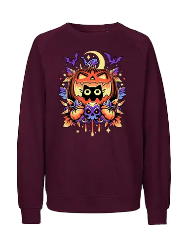 Halloween Cat Hideout - cat, katze, halloween, jack-o-lantern, pumpkin, kürbis - Fairtrade Sweatshirt