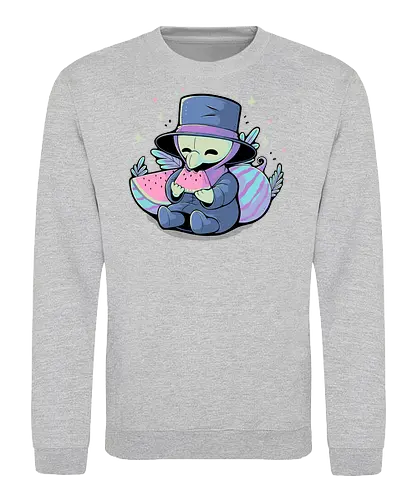 Cute Plague Doctor with Watermelon - plague, plague doctor, wassermelone, pestdoktor, summer, sommer - Sweatshirt