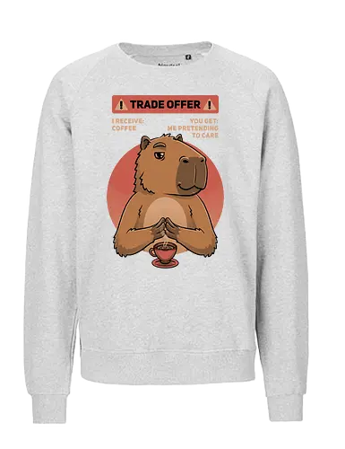 Capybara Trade Offer - trade, meme, capybara, coffee, kaffee - Fairtrade Sweatshirt