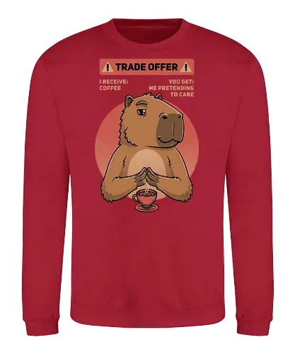 Capybara Trade Offer - trade, meme, capybara, coffee, kaffee - Sweatshirt