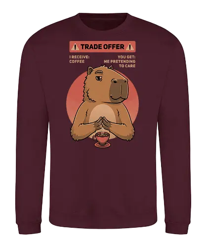 Capybara Trade Offer - trade, meme, capybara, coffee, kaffee - Sweatshirt