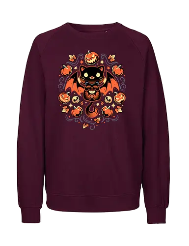 Midnight Pumpkin Cat - halloween, jack-o-lantern, cat, katze, pumpkin - Fairtrade Sweatshirt