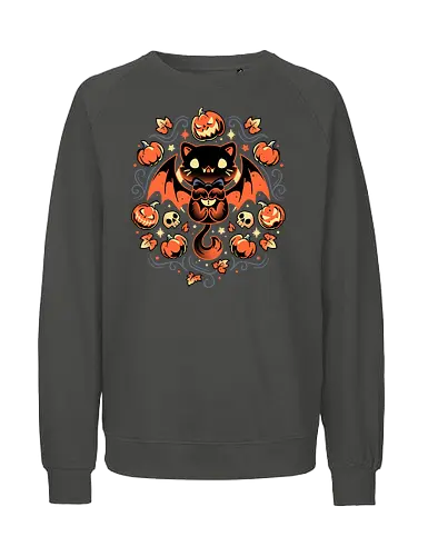 Midnight Pumpkin Cat - halloween, jack-o-lantern, cat, katze, pumpkin - Fairtrade Sweatshirt