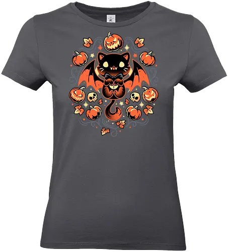 Midnight Pumpkin Cat - halloween, jack-o-lantern, cat, katze, pumpkin - Standard T-Shirt (Women)