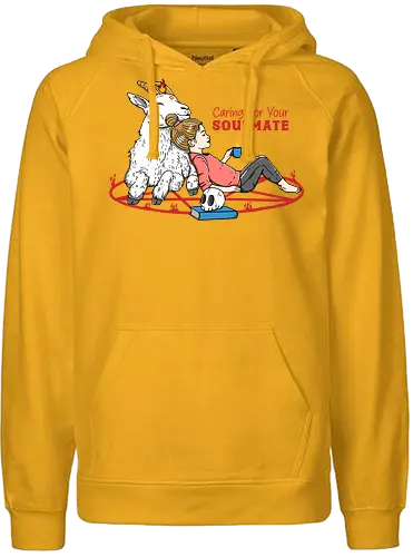 Caring for your Soulmate - goat, soulmate, friends, pentagram, demon - Fairtrade Hoodie
