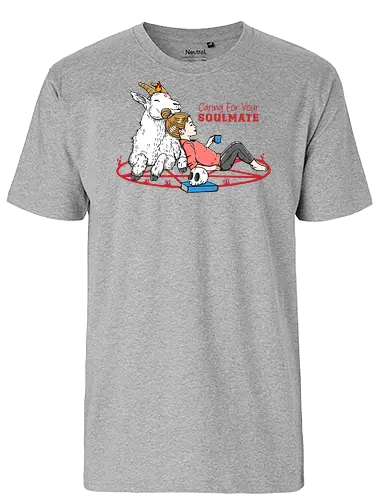 Caring for your Soulmate - goat, soulmate, friends, pentagram, demon - Fairtrade T-Shirt