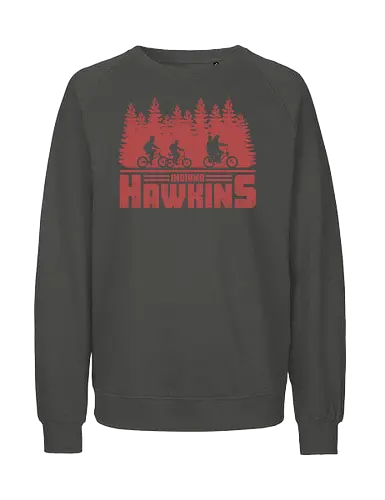 Hawkins, Indiana - hawkins, indiana, strange, things, 80s - Fairtrade Sweatshirt