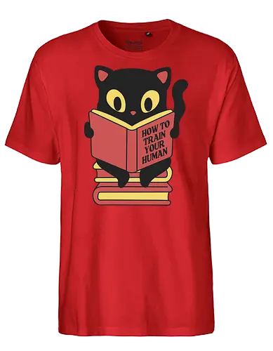 How to train your human - cat, katze, training, fun - Fairtrade T-Shirt