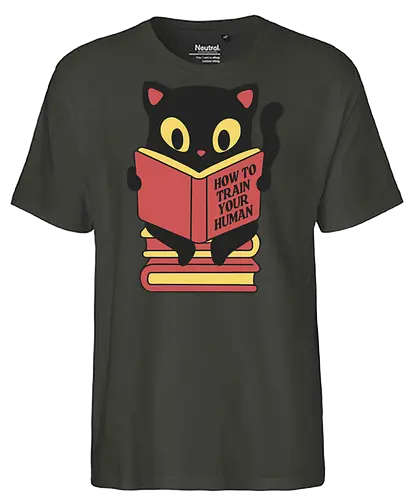 How to train your human - cat, katze, training, fun - Fairtrade T-Shirt