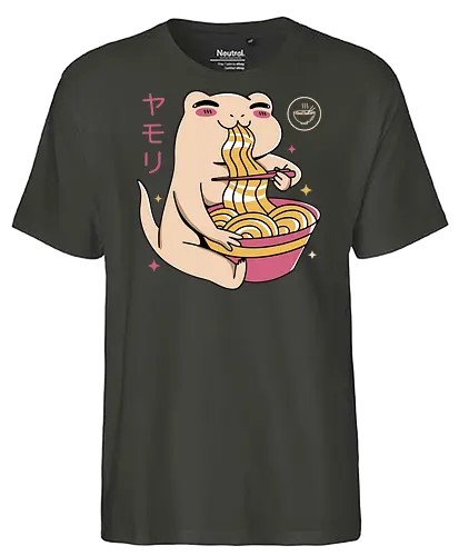 Kawaii Gecko Ramen - ramen, noodles, gecko, axolotl - Fairtrade T-Shirt