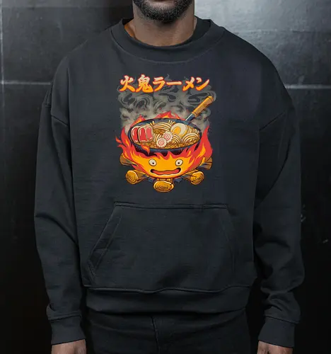 Fire Demon Ramen - fire, ramen, anime - Cropped Sweatshirt