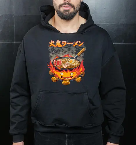 Fire Demon Ramen - fire, ramen, anime - Cropped Hoodie