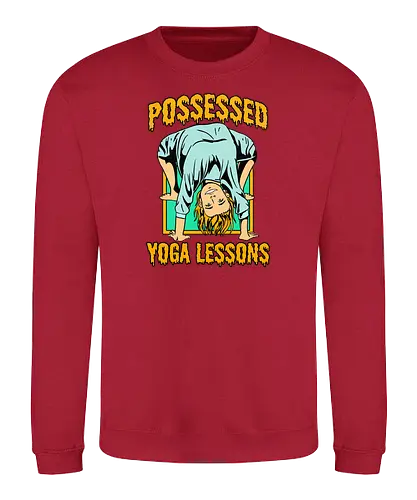 Possessed yoga lessons - halloween, costumes, pumpkin, yoga, woman, humor, possessed, trick or trt - Sweatshirt