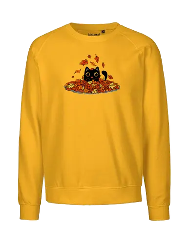 Kitty Leaves - leaf, leaves, herbst, kitten, cat, fall, autumn, colorful. pets, animals, lf - Fairtrade Sweatshirt