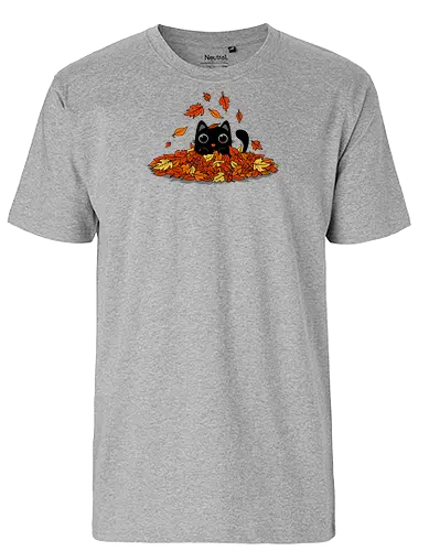 Kitty Leaves - leaf, leaves, herbst, kitten, cat, fall, autumn, colorful. pets, animals, lf - Fairtrade T-Shirt