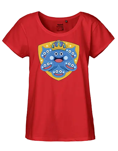 King Slime Shield - Quest, slime, king slime, monsters, golem, game, gaming, gamer, video games, rpg, jrpg, echoes of an elusive age, kawaii, Quest xi, erdr - Fairtrade Girl Shirt