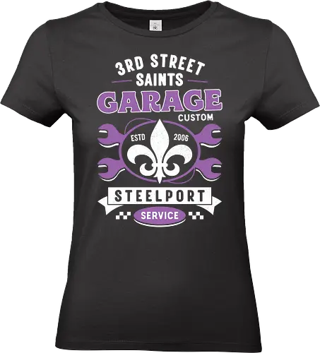 Third Street Saints Garage - saints row, johnny gat, third street saints, agents of mayhem, saints row 2, saints row 3, saints row the third, gat out of hell, saints row 4, professor genki, game, gamer, gaming, video game, playa - Standard T-Shirt (Women)