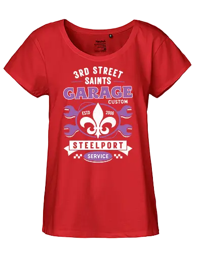 Third Street Saints Garage - saints row, johnny gat, third street saints, agents of mayhem, saints row 2, saints row 3, saints row the third, gat out of hell, saints row 4, professor genki, game, gamer, gaming, video game, playa - Fairtrade Girl Shirt