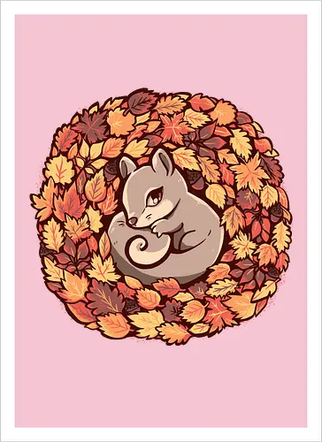 Squirrel upon Autumn Leaves