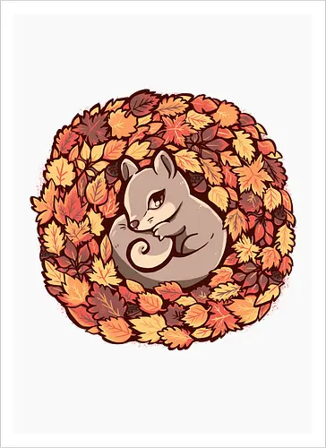 Squirrel upon Autumn Leaves