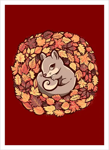 Squirrel upon Autumn Leaves