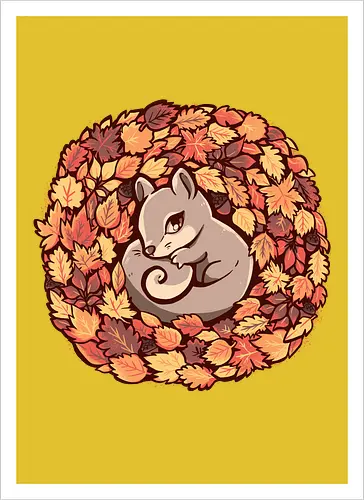 Squirrel upon Autumn Leaves