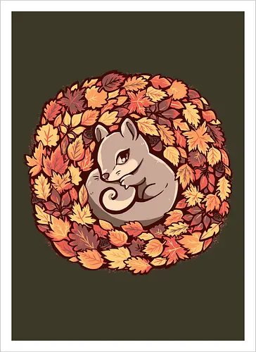 Squirrel upon Autumn Leaves