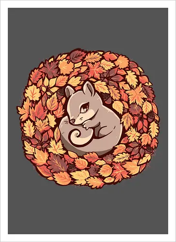 Squirrel upon Autumn Leaves