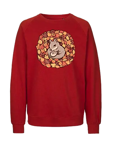 Squirrel upon Autumn Leaves - squirrel, autumn, fall, acorn, nature, cute, fall colours, grey squirrel, cute squirrel, cute animal, animals, leaves, autumn leaves - Fairtrade Sweatshirt