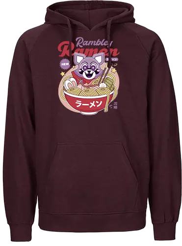 Rambley The Raccoon Ramen - indigo park, rambley the raccoon, mascot, cute, kawaii, horror, terror, survival, game, video games, gaming, gamer, lloyd lion, mollie macaw, finley s serpent - Fairtrade Hoodie