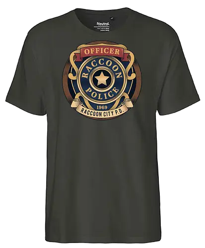 Raccoon City Police Emblem - Horror, jill valentine, leon s kennedy, jill sandwich, biohazard, chris redfield, horror, re2, re3, umbrella corporation, raccoon city, albert wesker, Horror 2, Horror 3 nemesis, Horror 4 - Fairtrade T-Shirt