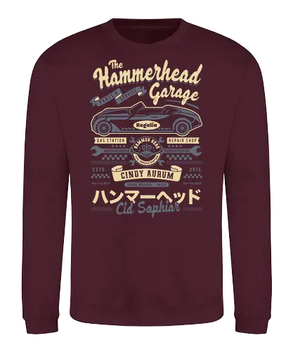 Hammerhd Regalia Garage - Final, cid sophiar, garage, regalia, cindy aurum, gladious, prompto, ffxv, noctis lucis caelum, Kweh, hammerhd, hammer hd, Final xv, Final 15, Final xiv - Sweatshirt