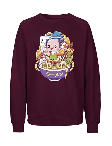 Maple World Monsters Ramen - maplestory, maplestory 2, maple story, slime, yeti, orange mushroom, kawaii, anime, chibi, nostalgia, video game, gaming, gamer, zakum helm, pink bn - Fairtrade Sweatshirt