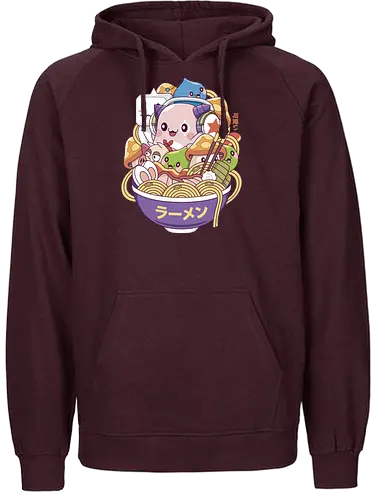Maple World Monsters Ramen - maplestory, maplestory 2, maple story, slime, yeti, orange mushroom, kawaii, anime, chibi, nostalgia, video game, gaming, gamer, zakum helm, pink bn - Fairtrade Hoodie