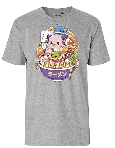 Maple World Monsters Ramen - maplestory, maplestory 2, maple story, slime, yeti, orange mushroom, kawaii, anime, chibi, nostalgia, video game, gaming, gamer, zakum helm, pink bn - Fairtrade T-Shirt