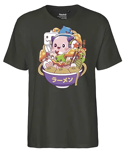 Maple World Monsters Ramen - maplestory, maplestory 2, maple story, slime, yeti, orange mushroom, kawaii, anime, chibi, nostalgia, video game, gaming, gamer, zakum helm, pink bn - Fairtrade T-Shirt