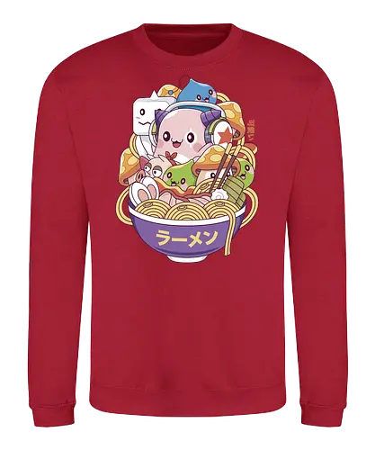 Maple World Monsters Ramen - maplestory, maplestory 2, maple story, slime, yeti, orange mushroom, kawaii, anime, chibi, nostalgia, video game, gaming, gamer, zakum helm, pink bn - Sweatshirt
