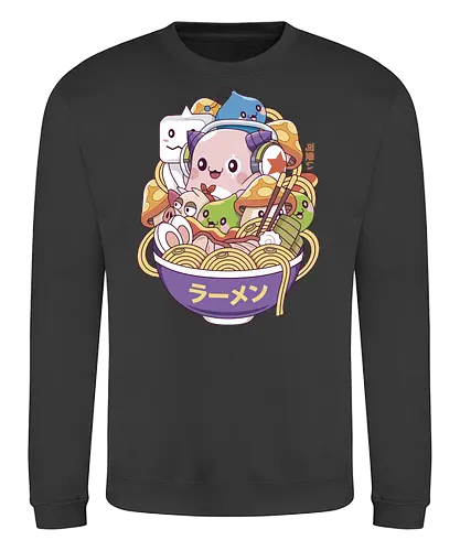 Maple World Monsters Ramen - maplestory, maplestory 2, maple story, slime, yeti, orange mushroom, kawaii, anime, chibi, nostalgia, video game, gaming, gamer, zakum helm, pink bn - Sweatshirt