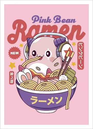 Pink Bean Ramen Kawaii