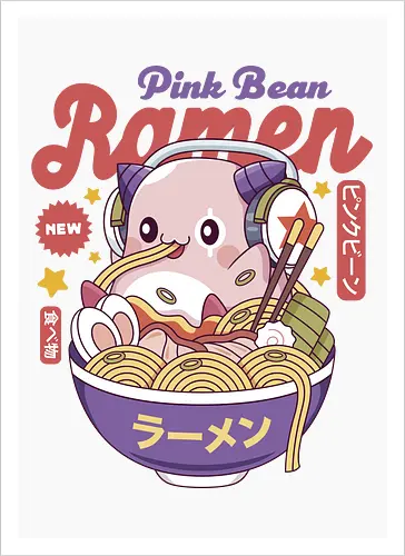 Pink Bean Ramen Kawaii