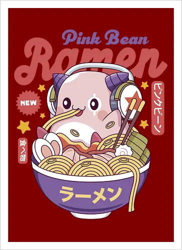 Pink Bean Ramen Kawaii