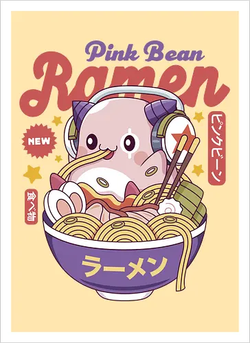 Pink Bean Ramen Kawaii