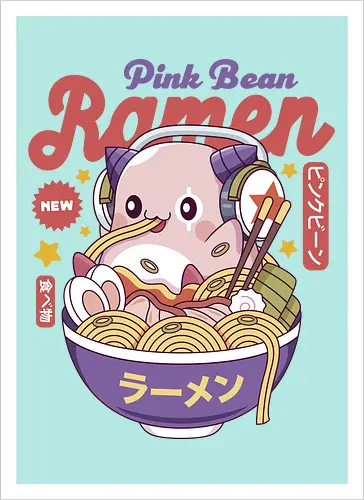 Pink Bean Ramen Kawaii
