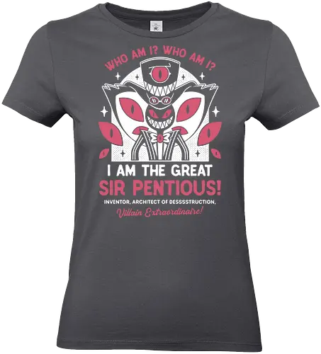 The Great Sir Pentious Emblem - Demon, niffty, alastor, charlie, vaggie, husk, demon, vox, cartoon, cherri bomb, lucifer, helluva boss, angels, hell, sir pentious,  - Standard T-Shirt (Women)