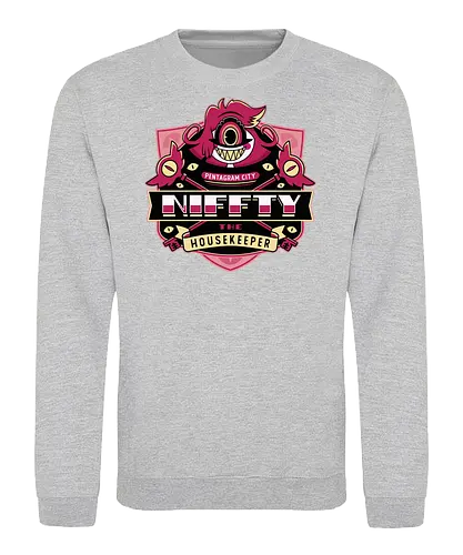 Niffty Housekeeper Emblem - Demon, niffty, alastor, charlie morningstar, vaggie, husk, demon, angel dust, vox, cartoon, cherri bomb, lucifer, helluva boss, angels, hell,  - Sweatshirt
