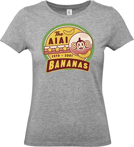  Aiai Bananas Emblem - aiai, monkey, ape, gorilla, banana, arcade, game, gaming, gamer, video games, retro, vintage, kawaii, cute - Standard T-Shirt (Women)