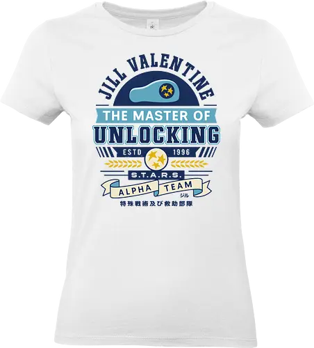 Jill Master Of Unlocking Emblem - Horror, jill valentine, leon s kennedy, Horror 4, jill sandwich, biohazard, umbrella corporation, raccoon city, albert wesker, chris redfield, hound wolf squad, Horror 5, stars - Standard T-Shirt (Women)
