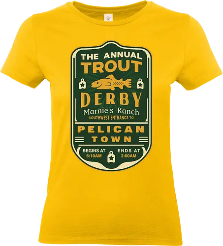 Trout Derby Pelican Town - Farming, Spirit, Spirits, rpg, game, gaming, gamer, video games, farming game, farming simulator, pelican town, farmer, stardrop, krobus, fishing festival - Standard T-Shirt (Women)