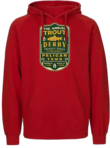 Trout Derby Pelican Town - Farming, Spirit, Spirits, rpg, game, gaming, gamer, video games, farming game, farming simulator, pelican town, farmer, stardrop, krobus, fishing festival - Fairtrade Hoodie