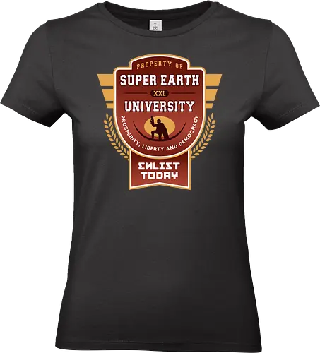  Super Earth University Emblem - hell, diver, spread democracy, spreading democracy, liber tea, enlist today, super earth, terminids, shooter, bile titan, gamer, video game, gaming, space - Standard T-Shirt (Women)